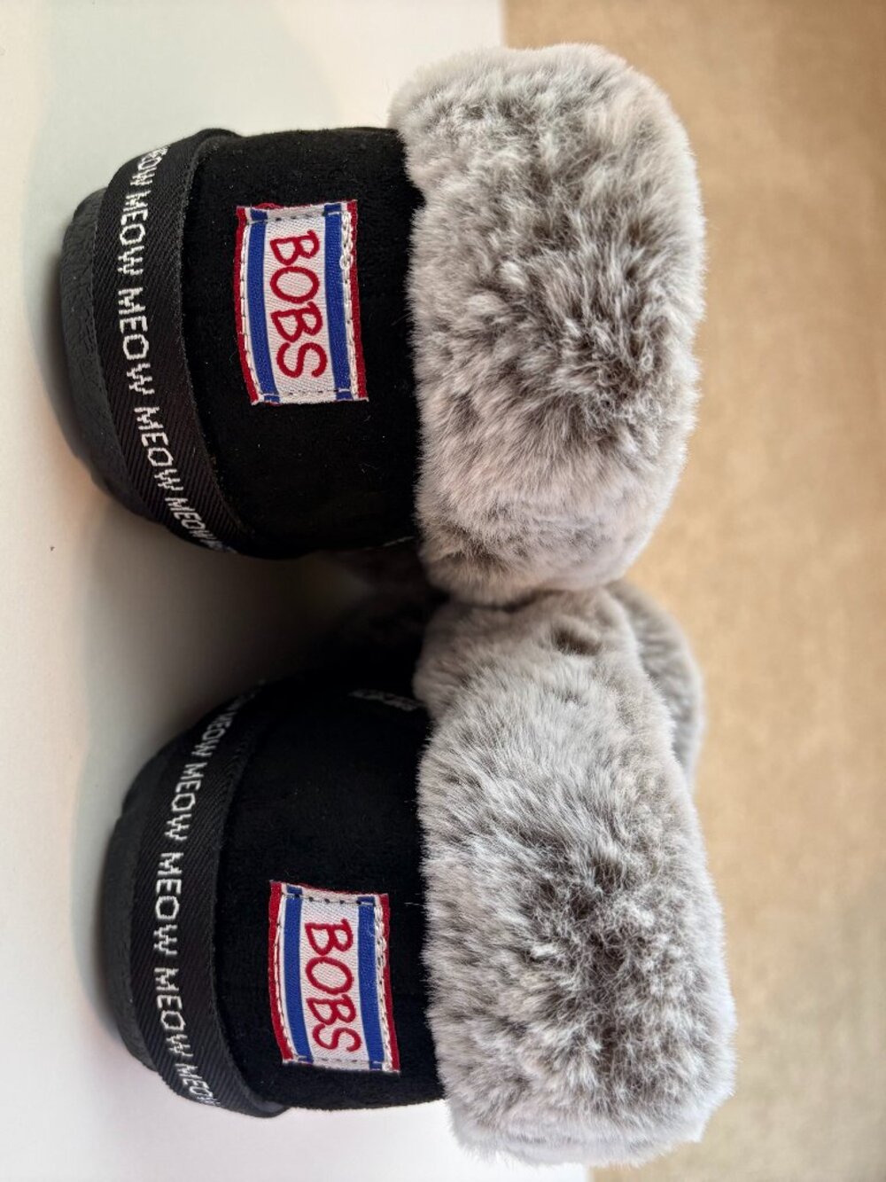 Skechers BOBS Slip Ins Too Cozy Meow Pajamas Black Gray Slippers NWOB 9.5 - Picture 5 of 6